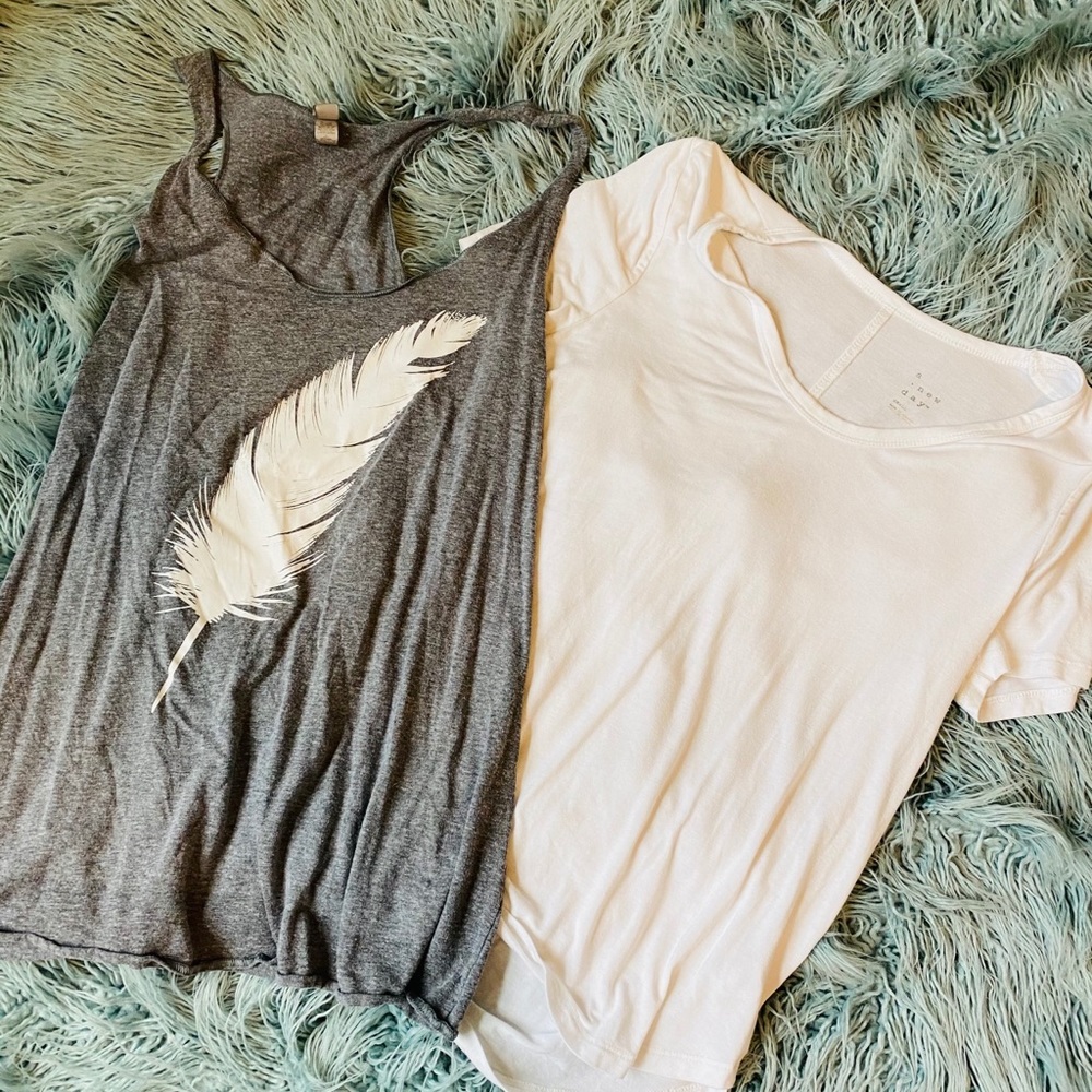 Tank and Tee white and gray